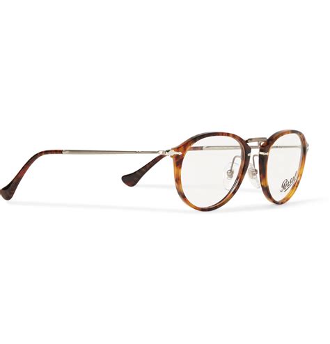 Lyst Persol Round Frame Acetate And Metal Optical Glasses In Brown