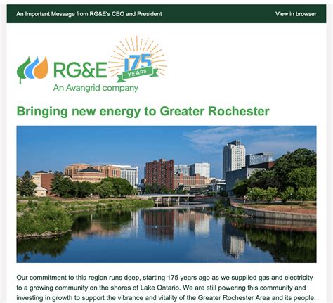 RGE email about the community shows Rochester, Minnesota in the header