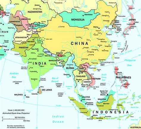 Paise Del Continente Asiatico Mapa