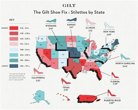 Gilts Map Of The Average Heel Height In Each Us State Shows Which Of
