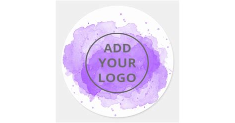 Purple Watercolor Brushstroke Your Logo Here Classic Round Sticker Zazzle