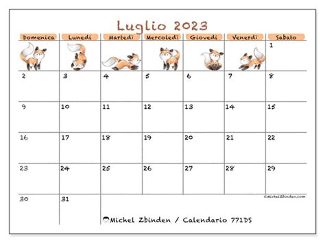 Calendario Luglio 2023 Da Stampare 501DS Michel Zbinden CH