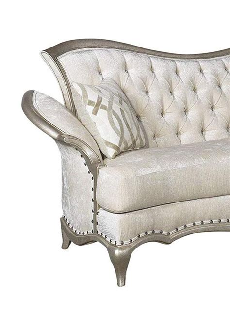 Luxury Champagne Pearl Silk Chenille Sofa Hd 90020 Classic Traditional