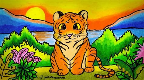 Cara Menggambar Dan Mewarnai Tema Fauna Hewan Langka Harimau Yang