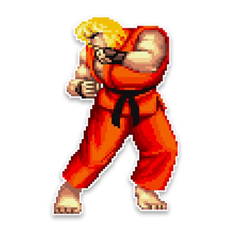 Vinilo Decorativo Street Fighter Ken Pixel Art Teleadhesivo Com