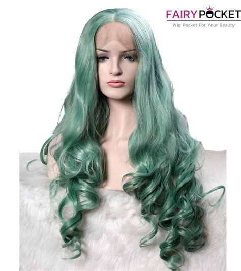 Jade Green Wavy Synthetic Lace Front Wig Lace Front Wigs Synthetic