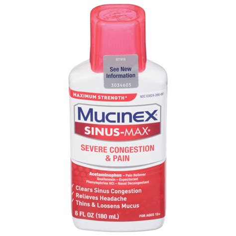 Save On Mucinex Sinus Max Severe Congestion Relief Maximum Strength Liquid Order Online Delivery
