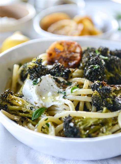 Blackened Broccoli Pasta With Charred Lemon And Goat Cheese How
