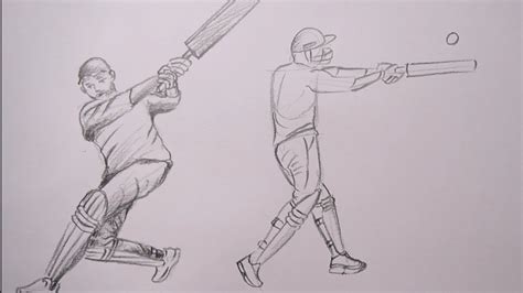 Human Figure Drawing Step By Step Cricket Batting Posture Pencil