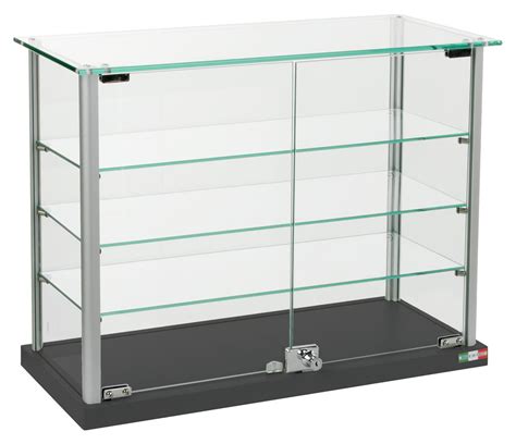 Glass Counter Display Locking Store Fixture For Showcase Items
