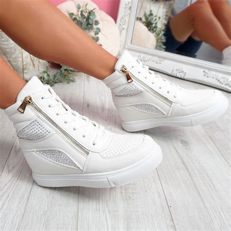 Womens Ladies Zip Studded High Top Ankle Trainers Party Sneakers Women