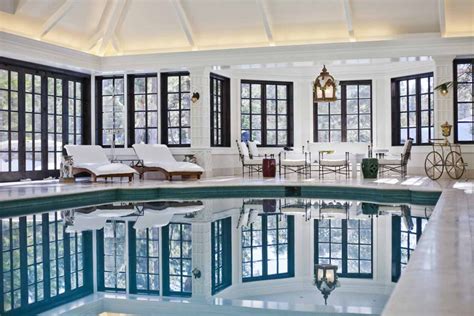 Elegant Private Indoor Glass Mosaic Swimming Pool With Atrium