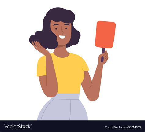Young African American Woman Touching Her Hair Vector Image