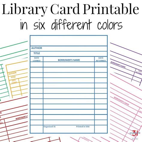 Library Cards Printable Library Checkout Library Card Library Catalog