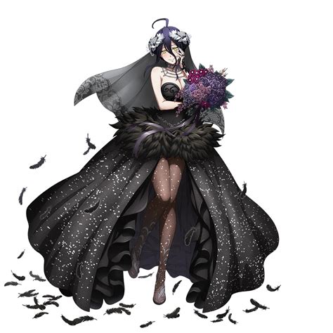 Albedo Overlord Overlord Maruyama Official Art 1girl Ahoge Black Dress Black Feathers