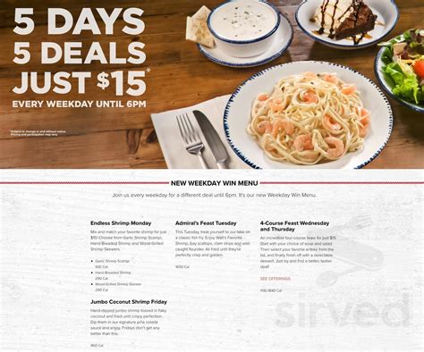 Red Lobster Printable Menu