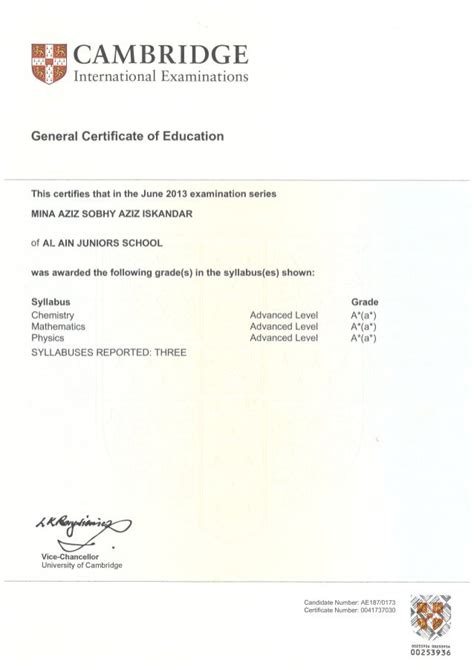 Certificate A Level