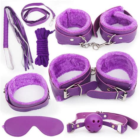 7 pcs adult sexy bdsm bondage set kit hand cuffs foot cuff whip rope sex sm toys ebay