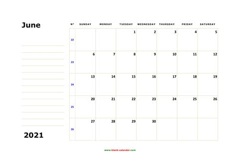 Free download printable monthly calendar 2021 with us federal holidays, including week numbers, horizontal/vertical layout in ms word (docx) preview and download free templates for printable monthly calendar 2021, 12 months calendar on each page ( 12 pages calendar, us letter paper. Free Download Printable June 2021 Calendar, large box ...