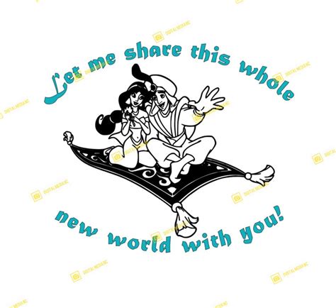 Aladdin Jasmine A Whole New World Svg Png Silhouette Etsy