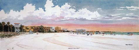Siesta Key Public Beach Lithograph Print By Robert Reiber
