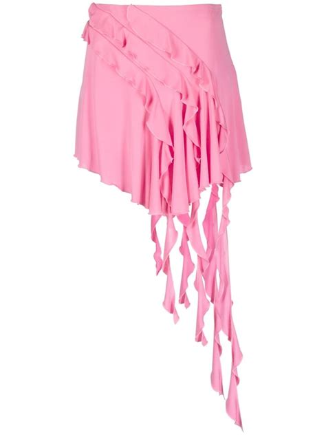 Blumarine Asymmetric Ruffled Skirt Farfetch In 2023 Blumarine Pink Ruffle Skirt Fashion