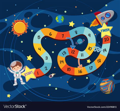 Space Exploring Board Game Template Royalty Free Vector