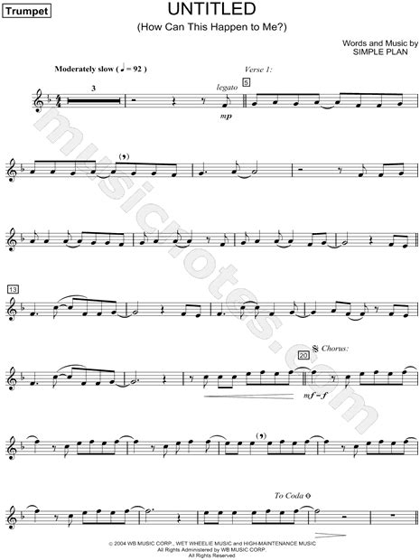 Simple Plan Untitled Sheet Music In F Major Download And Print Sku