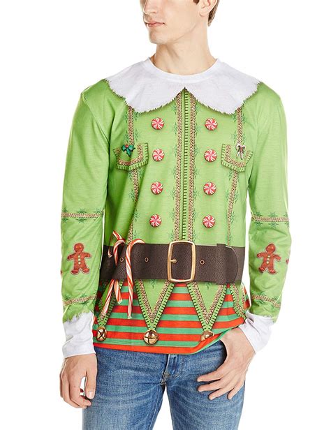 Gilbins Mens Holiday Long Sleeve T Shirt Christmas Elf Medium
