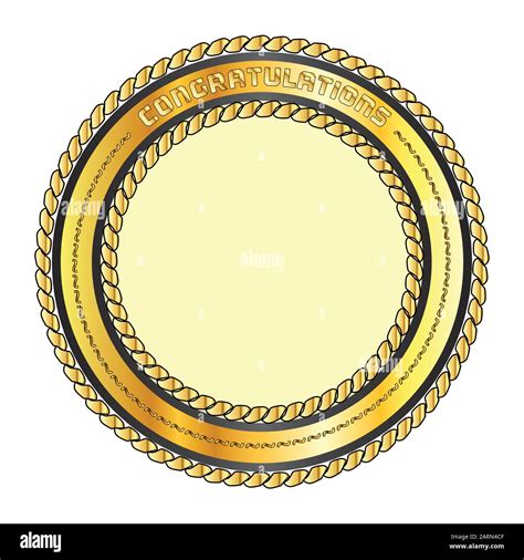 A Golden Blank Metal Rope Circular Border Over A White Background Stock