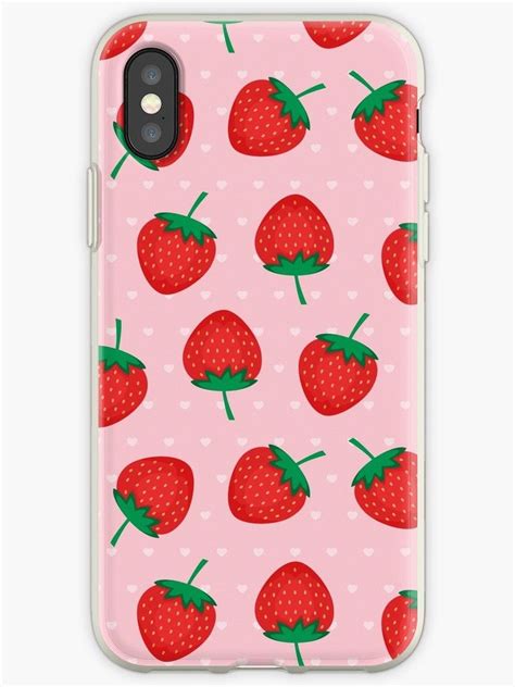 Pink Summer Strawberries Print Iphone Cases And Covers By