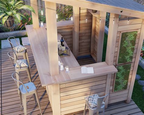 Diy Outdoor Bar Plan With Roof Walls And Seating For 5 Diy Projects