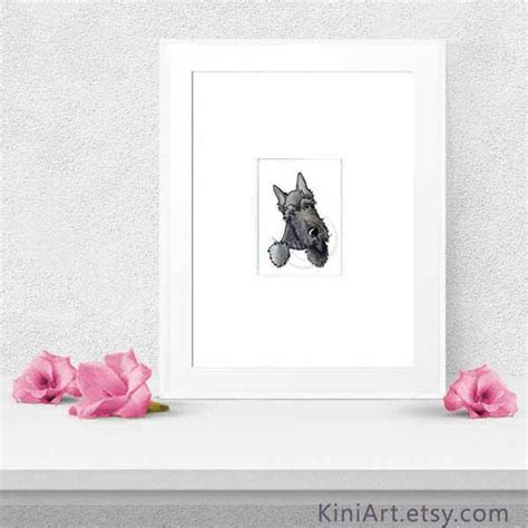 Items Similar To Brindle Scottie Terrier Dog Art Original Drawing Aceo