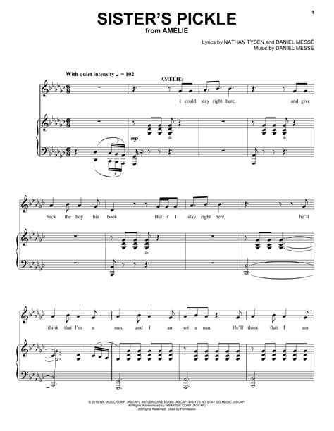 sister s pickle from amélie the musical sheet music nathan tysen and daniel messé piano and vocal