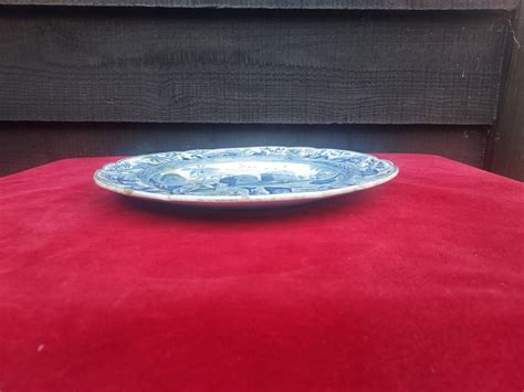 Antique Blue & White transferware plate, Caramanian pattern, Oriental