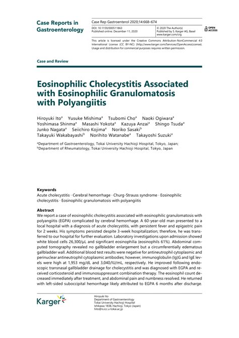 Pdf Eosinophilic Cholecystitis Associated With Eosinophilic