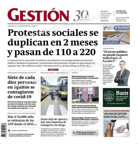 Newspaper Diario Gestión Peru Newspapers In Peru Wednesdays