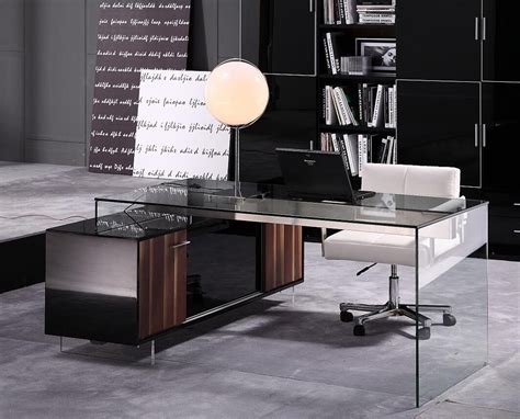 Contemporary Office Desk With Thick Acrylic Cabinet