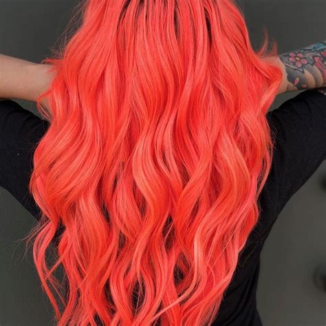 Neon Coral Hair Unnatural Hair Color Coral Hair Color Peach Hair