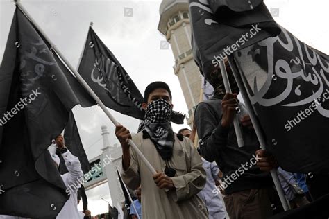 Islamic Activists Tawheed Flags Hold Rally Editorial Stock Photo