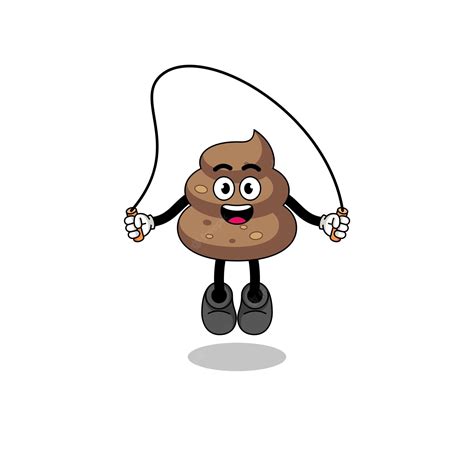 Premium Vector Poop Mascot Cartoon Is Playing Skipping Rope