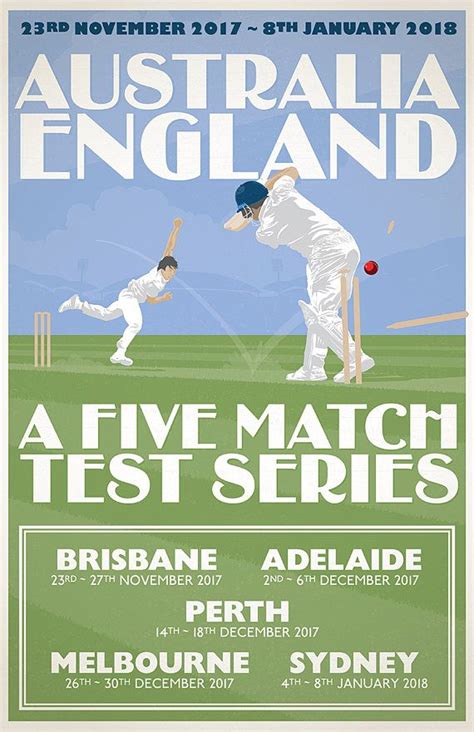 Vintage Cricket Poster Pastiche 2017 Ashes Test Series England V
