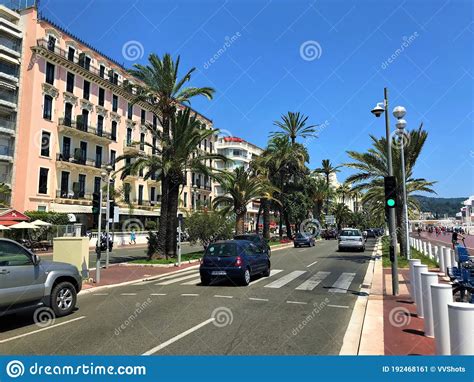 Street View In Nice French Riviera On Promenade Des Anglais Editorial