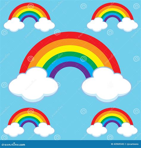 Cartoon Rainbows And Clouds Set Stock Vector Illustration Of Clouds