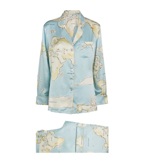 Olivia Von Halle Silk Lila Map Pyjama Set Harrods Us