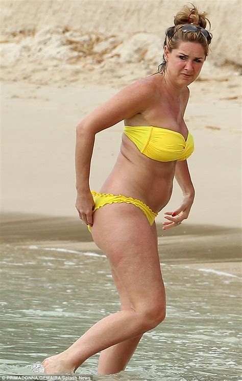 Claire Sweeney Makes A Splash In A Bold Yellow Bikini As She Soaks Up The Sun In Barbados