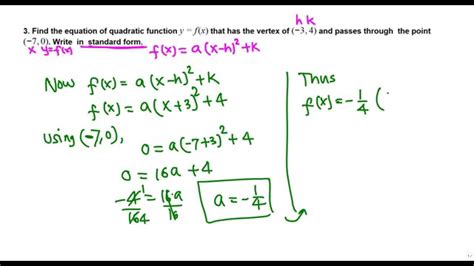 Writing A Quadratic Function In Standard Form College Algebra Youtube