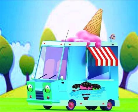 3d Model Low Poly Ice Cream Car Cartoon Vr Ar Low Poly Cgtrader