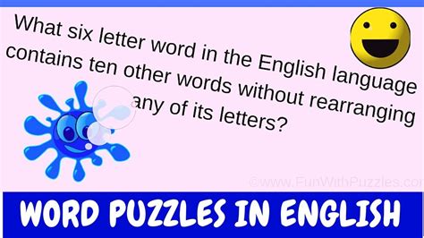 Word Puzzles In English With Answers Youtube