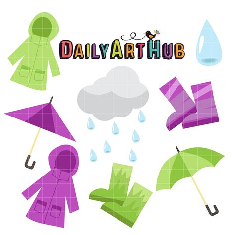 Free Rainy Days Clip Art Set Free Clip Art Free Art Royal Icing